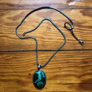 VINTAGE GREEN MALACHITE pendant and chain